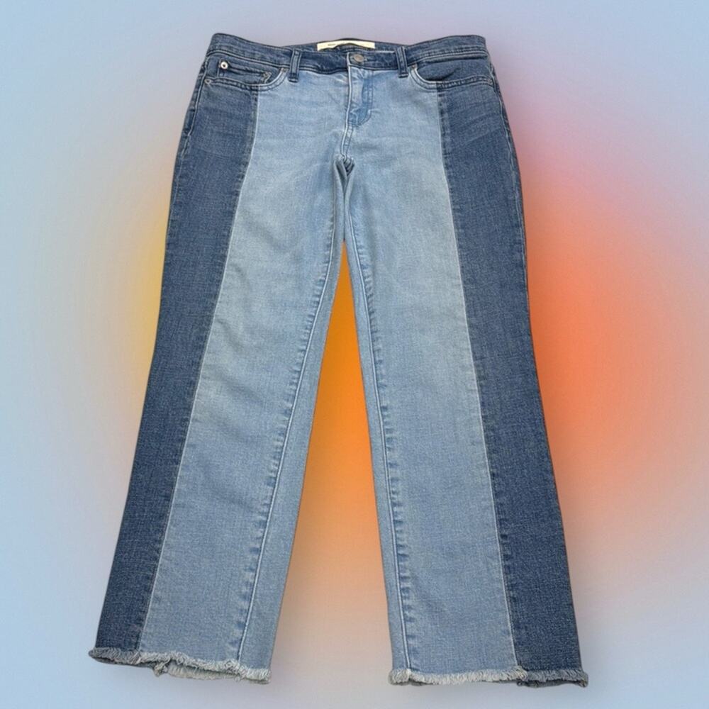 GAP Women’s 29P Dual Tone REAL STRAIGHT CROP Blue Jeans